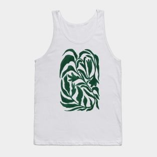 Enchanted Forest Flora Leaves Dark Green Tank Top